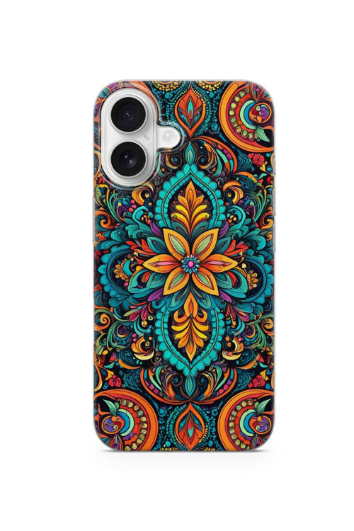 İphone 16 Uyumlu Baskılı Şeffaf Telefon Kılıfı | Koleksiyon: Mandala Art