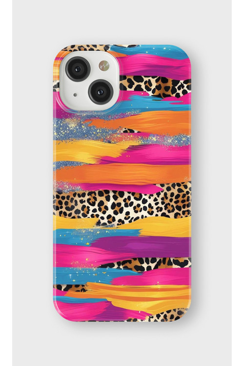 İphone 14 Uyumlu Baskılı Şeffaf Telefon Kılıfı | Koleksiyon: Abstract Color Splash