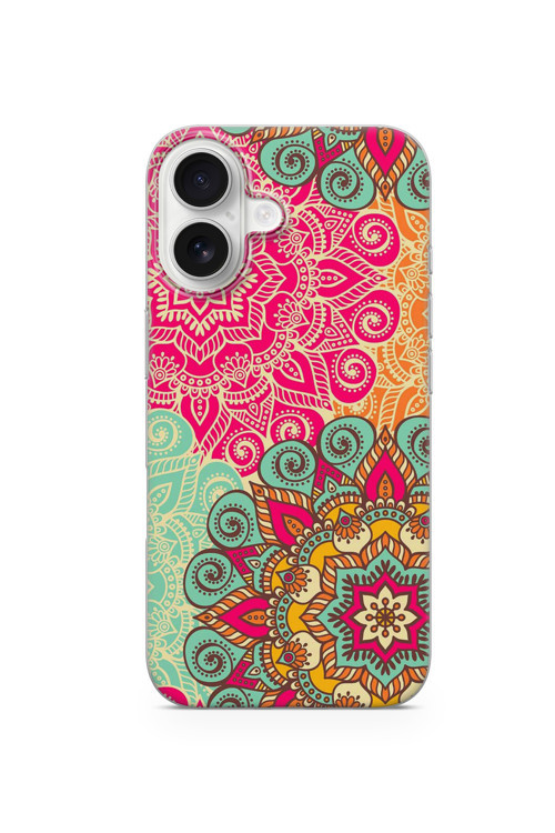 İphone 16 Uyumlu Baskılı Şeffaf Telefon Kılıfı | Koleksiyon: Mandala Art