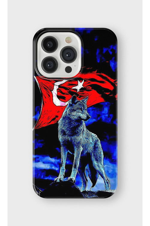 İphone 14 Pro Max Uyumlu Baskılı Şeffaf Telefon Kılıfı | Koleksiyon: Grey Wolf Turkish Symbol