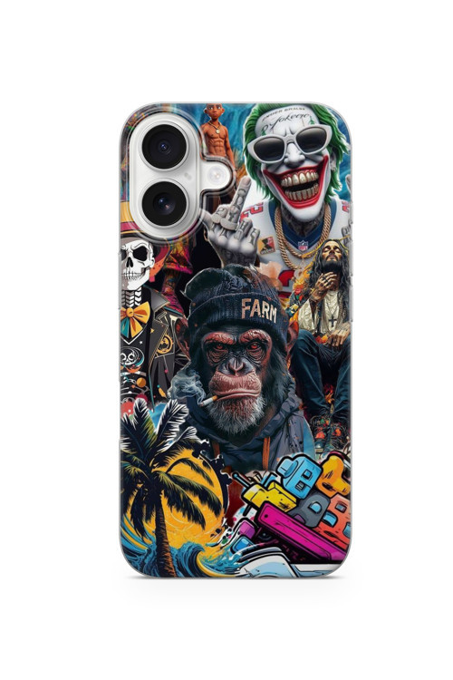 İphone 16 Uyumlu Baskılı Şeffaf Telefon Kılıfı | Koleksiyon: Drip Art
