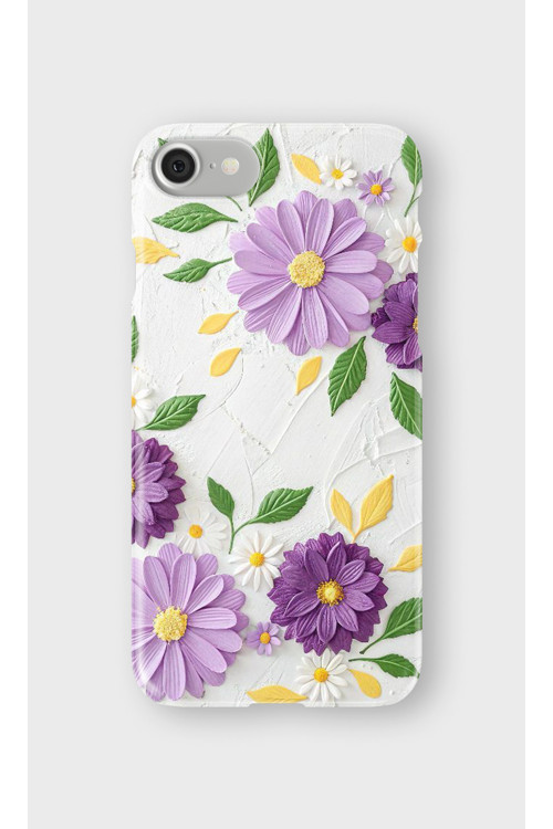 İphone Se Uyumlu Baskılı Şeffaf Telefon Kılıfı | Koleksiyon: Pastel Flower Patterns