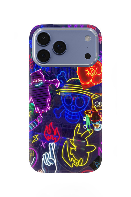 İphone 17 Pro Uyumlu Baskılı Şeffaf Telefon Kılıfı | Koleksiyon: Neon Light Designs