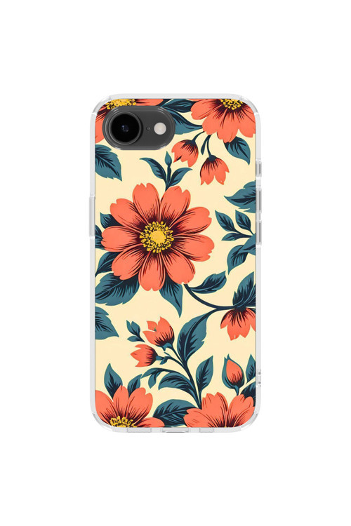 İphone 16E Uyumlu Baskılı Şeffaf Telefon Kılıfı | Koleksiyon: Pastel Flower Patterns