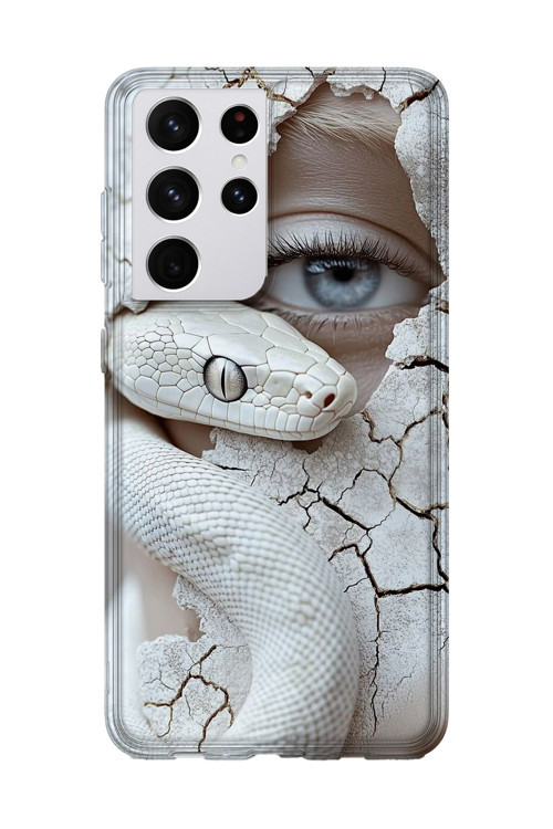 Samsung Galaxy S21 Ultra Uyumlu Baskılı Şeffaf Telefon Kılıfı | Koleksiyon: Aesthetic Snake