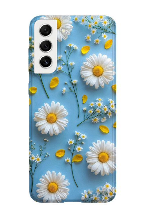 Samsung Galaxy S21 Fe Uyumlu Baskılı Şeffaf Telefon Kılıfı | Koleksiyon: Soft Daisy
