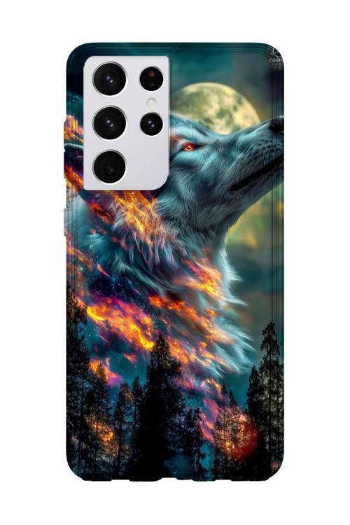 Samsung Galaxy S21 Ultra Uyumlu Baskılı Şeffaf Telefon Kılıfı | Koleksiyon: Alpha Wolf