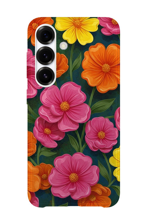 Samsung Galaxy A25 Uyumlu Baskılı Şeffaf Telefon Kılıfı | Koleksiyon: Pastel Flower Patterns