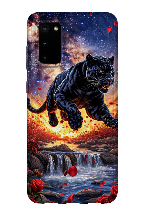 Samsung Galaxy S20 Fe Uyumlu Baskılı Şeffaf Telefon Kılıfı | Koleksiyon: Minimal Black Panther