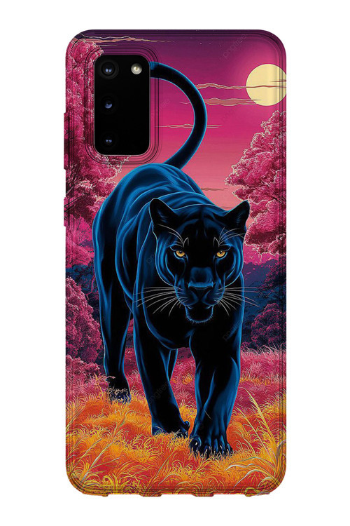 Samsung Galaxy S20 Fe Uyumlu Baskılı Şeffaf Telefon Kılıfı | Koleksiyon: Minimal Black Panther