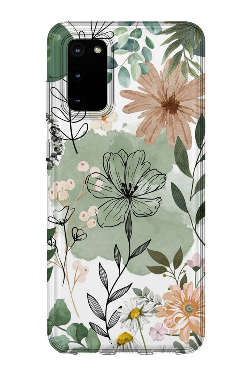Samsung Galaxy S20 Fe Uyumlu Baskılı Şeffaf Telefon Kılıfı | Koleksiyon: Boho Floral