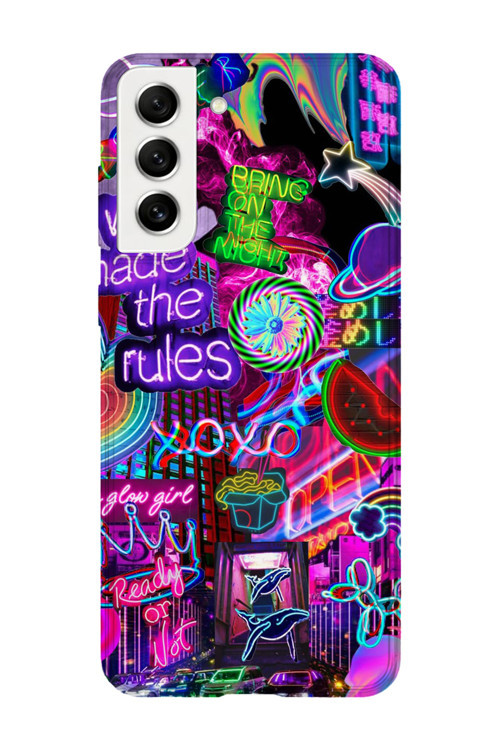 Samsung Galaxy S21 Plus Uyumlu Baskılı Şeffaf Telefon Kılıfı | Koleksiyon: Neon Light Designs