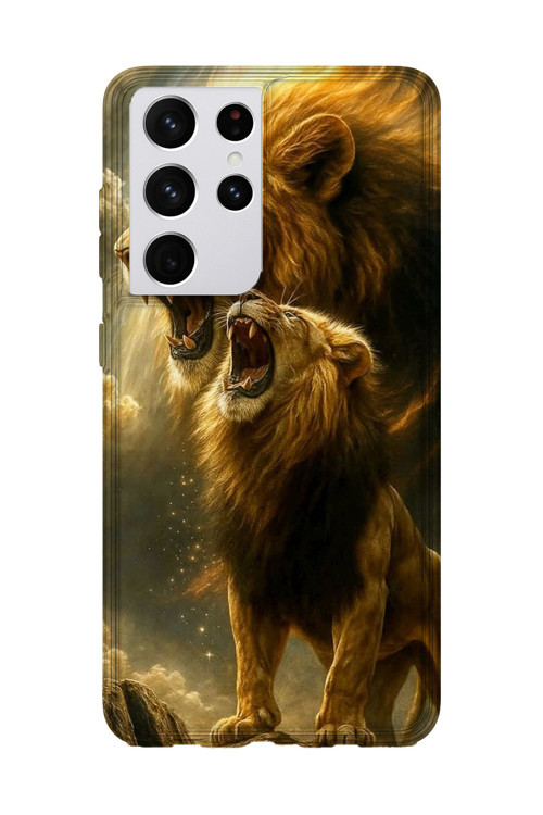 Samsung Galaxy S21 Ultra Uyumlu Baskılı Şeffaf Telefon Kılıfı | Koleksiyon: Majestic Lion