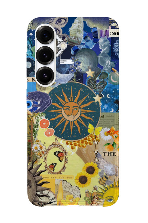 Samsung Galaxy A55 Uyumlu Baskılı Şeffaf Telefon Kılıfı | Koleksiyon: Boho Sun And Moon
