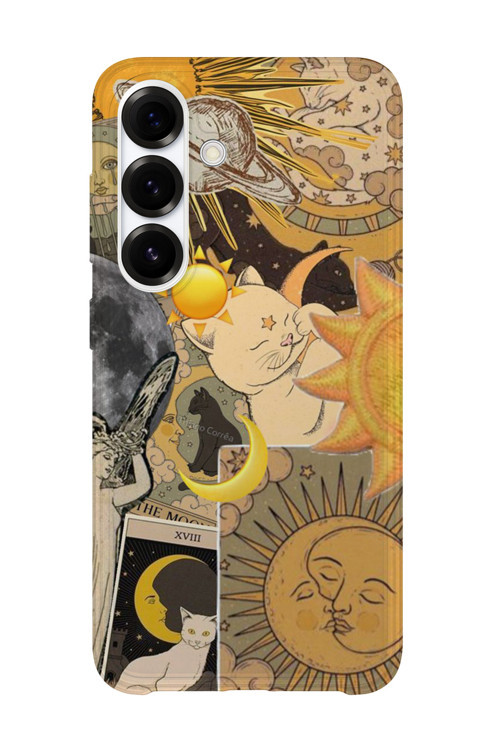 Samsung Galaxy A55 Uyumlu Baskılı Şeffaf Telefon Kılıfı | Koleksiyon: Boho Sun And Moon