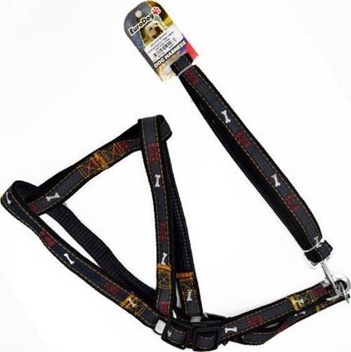 Euro Dog Köpek Uzatma Tasması ve Göğüs Tasması Takımı Siyah 25 Mm 120 Cm