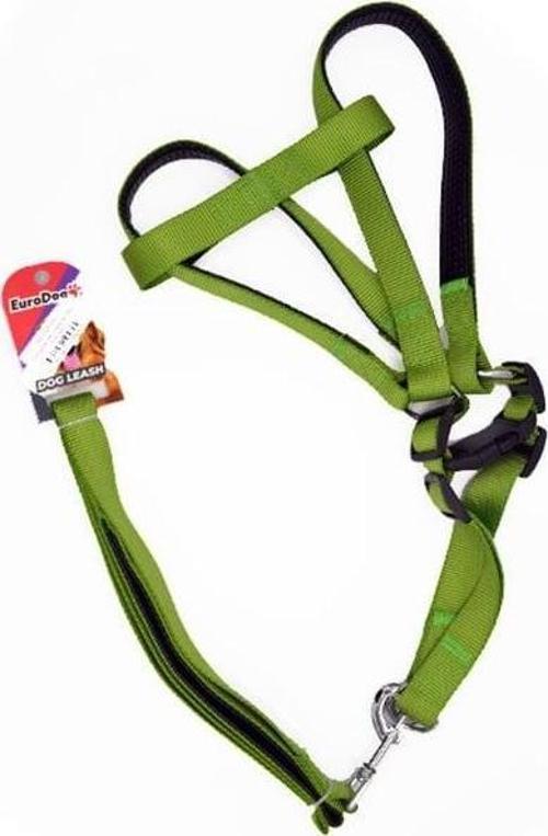 Euro Dog Köpek Uzatma Tasması ve Göğüs Tasması Takımı Yeşil 25 Mm 120 Cm