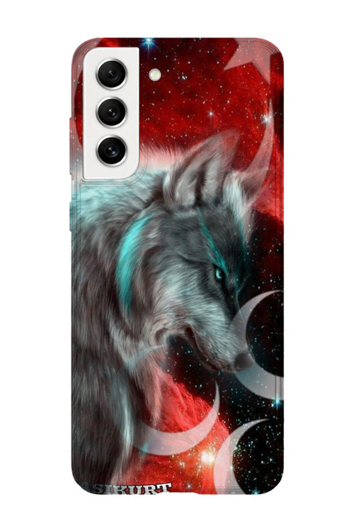 Samsung Galaxy S21 Uyumlu Baskılı Şeffaf Telefon Kılıfı | Koleksiyon: Grey Wolf Turkish Symbol