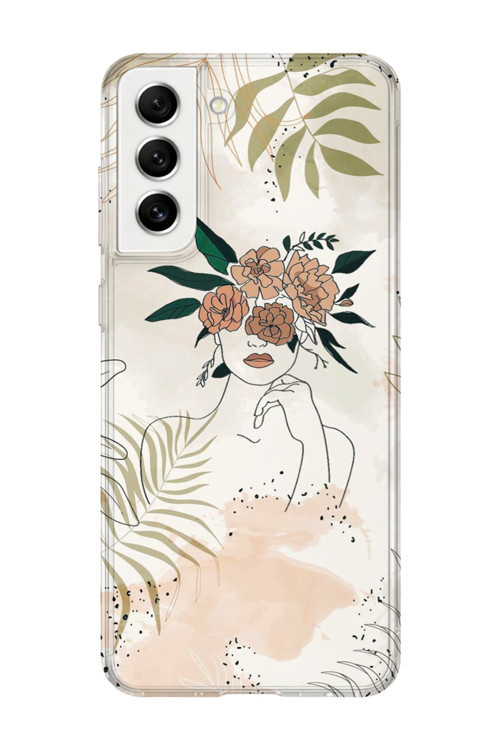 Samsung Galaxy S22 Plus Uyumlu Baskılı Şeffaf Telefon Kılıfı | Koleksiyon: Minimal Floral Line Art