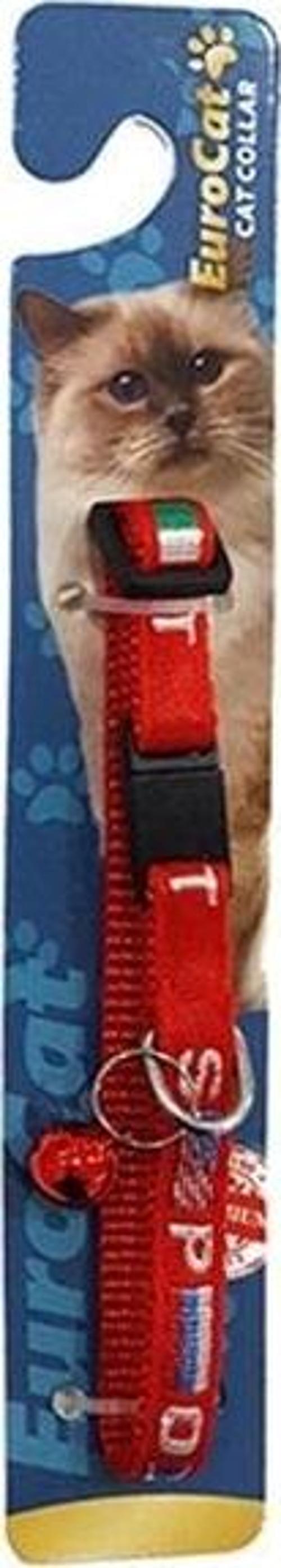 Bayrak Desenli Kedi Boyun Tasması Kırmızı 10 Mm 28 Cm
