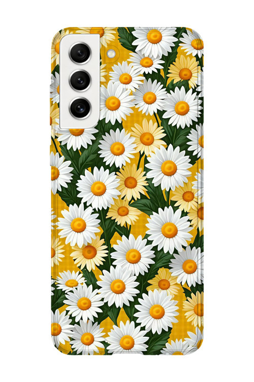 Samsung Galaxy S21 Uyumlu Baskılı Şeffaf Telefon Kılıfı | Koleksiyon: Soft Daisy