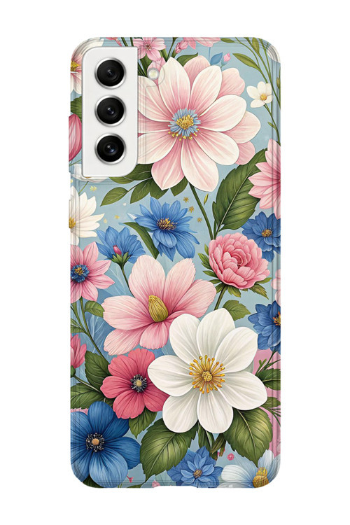 Samsung Galaxy S22 Uyumlu Baskılı Şeffaf Telefon Kılıfı | Koleksiyon: Pastel Flower Patterns