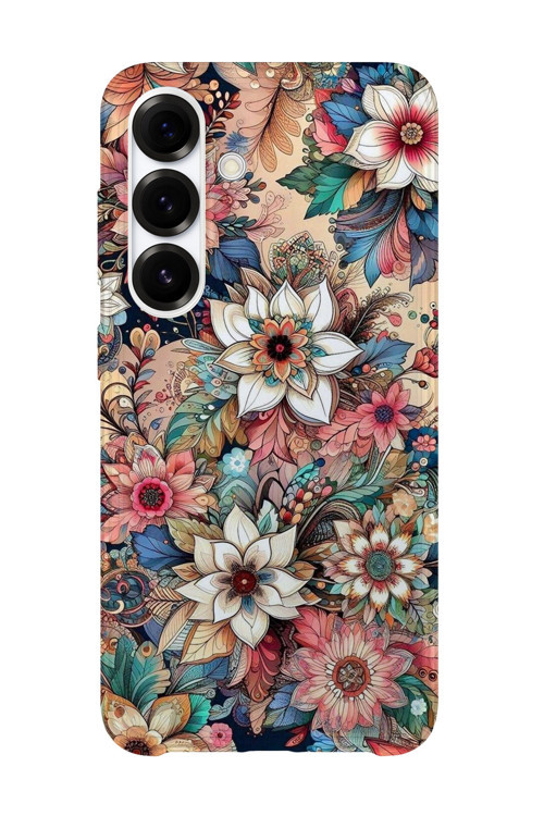 Samsung Galaxy S23 Uyumlu Baskılı Şeffaf Telefon Kılıfı | Koleksiyon: Boho Floral