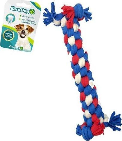 Euro Dog Dumbell Diş İpi Köpek Oyuncağı Beyaz/Kırmızı/Mavi 14 Cm