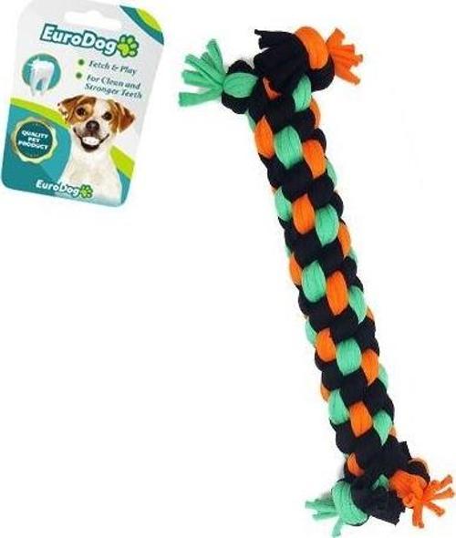 Euro Dog Dumbell Diş İpi Köpek Oyuncağı Siyah/Turuncu/Yeşil 24 Cm