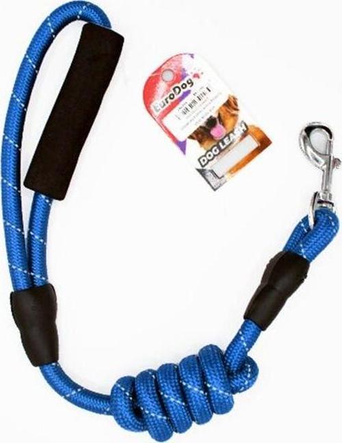 Euro Dog Köpek Uzatma Tasması Reflektörlü Çizgili Mavi 14 Mm 120 Cm
