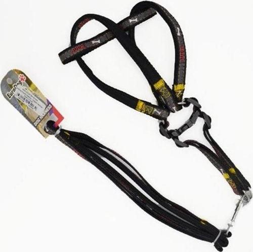 Euro Dog Köpek Uzatma Tasması ve Göğüs Tasması Siyah 20 Mm 120 Cm