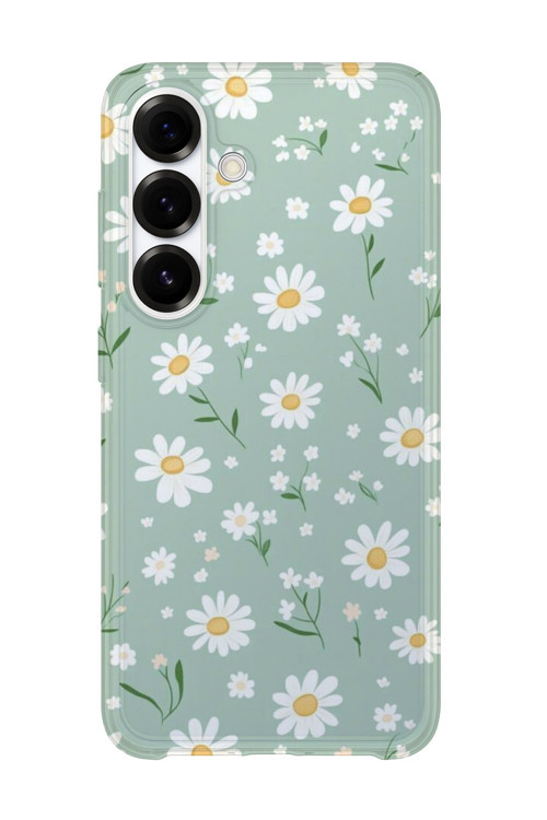 Samsung Galaxy S24 Uyumlu Baskılı Şeffaf Telefon Kılıfı | Koleksiyon: Soft Daisy