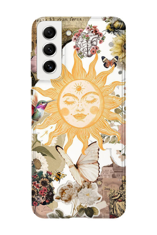 Samsung Galaxy S22 Uyumlu Baskılı Şeffaf Telefon Kılıfı | Koleksiyon: Boho Sun And Moon