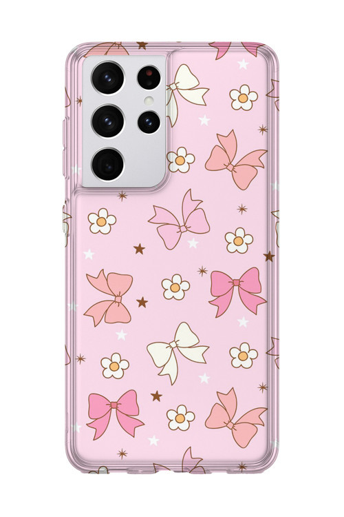 Samsung Galaxy S21 Ultra Uyumlu Baskılı Şeffaf Telefon Kılıfı | Koleksiyon: Pink Aesthetic