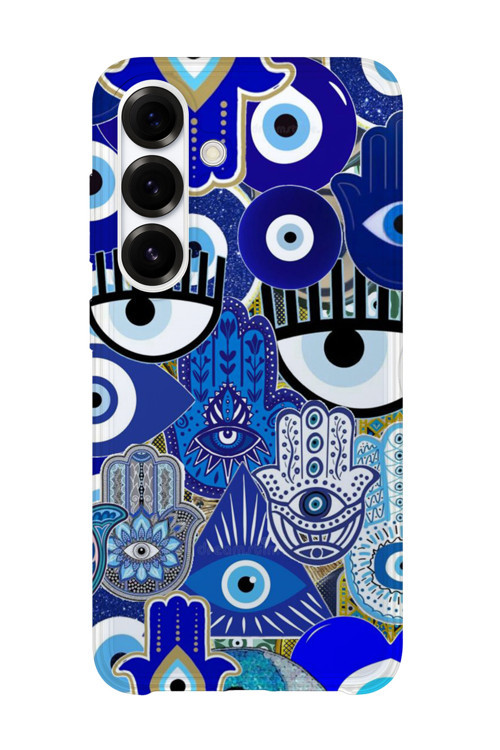 Samsung Galaxy S25 Uyumlu Baskılı Şeffaf Telefon Kılıfı | Koleksiyon: Minimal Evil Eye