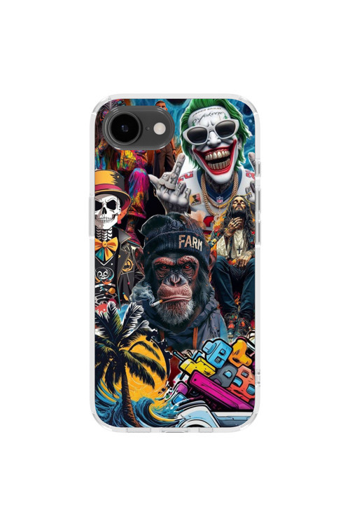 İphone 16E Uyumlu Baskılı Şeffaf Telefon Kılıfı | Koleksiyon: Drip Art