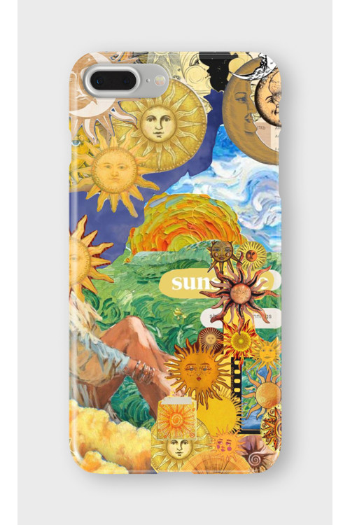 İphone 7 Plus Uyumlu Baskılı Şeffaf Telefon Kılıfı | Koleksiyon: Boho Sun And Moon