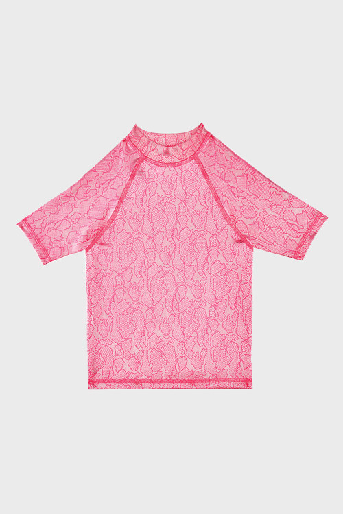 Serpina Fuchsia Junior Desenli Uv Korumalı Kısa Kollu Mayo Kız Çocuk T Shirt ST2614000003 FUŞYA