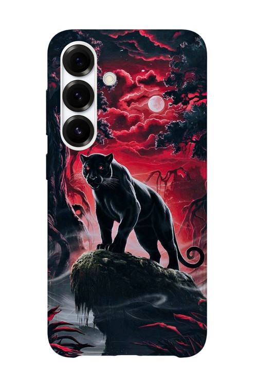 Samsung Galaxy S24 Plus Uyumlu Baskılı Şeffaf Telefon Kılıfı | Koleksiyon: Minimal Black Panther