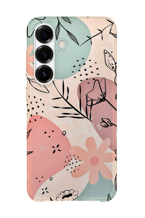 Samsung Galaxy S25 Fe Uyumlu Baskılı Şeffaf Telefon Kılıfı | Koleksiyon: Minimal Floral Line Art