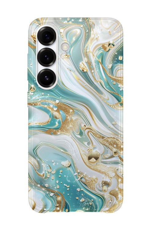 Samsung Galaxy S26 Plus Uyumlu Baskılı Şeffaf Telefon Kılıfı | Koleksiyon: Marble And Gold Luxury