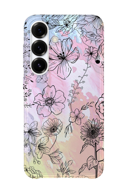 Samsung Galaxy S24 Uyumlu Baskılı Şeffaf Telefon Kılıfı | Koleksiyon: Boho Floral