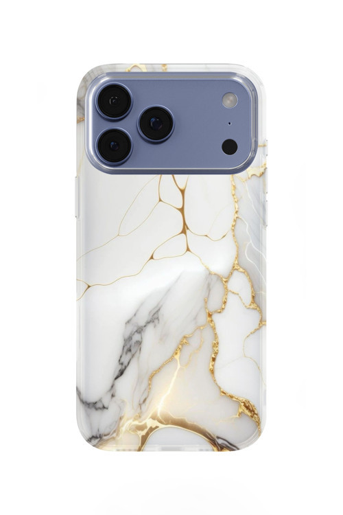 İphone 17 Pro Max Uyumlu Baskılı Şeffaf Telefon Kılıfı | Koleksiyon: Marble And Gold Luxury