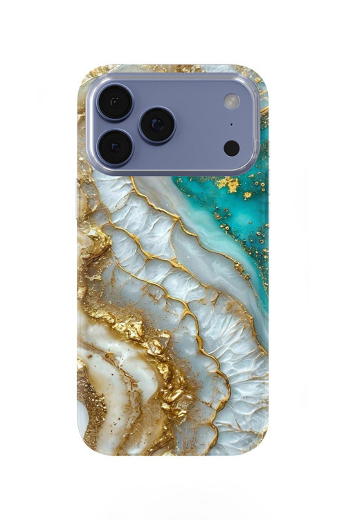 İphone 17 Pro Max Uyumlu Baskılı Şeffaf Telefon Kılıfı | Koleksiyon: Marble And Gold Luxury