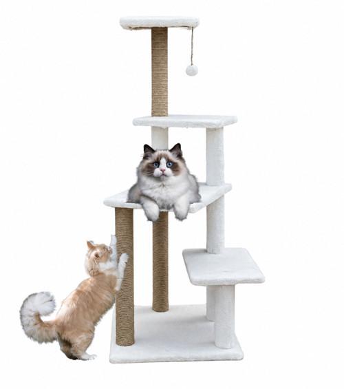 MG02 Premium Çok Katlı Uzun Boy Kedi Tırmalama Tahtası Beyaz