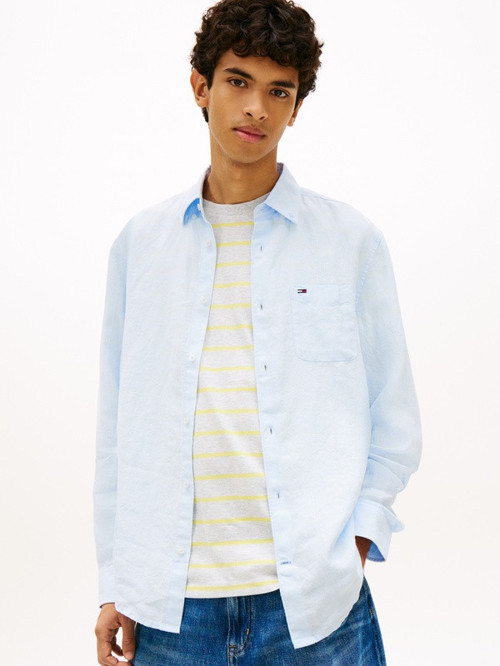 TJM REG LINEN SHIRT Erkek Mavi Gömlek - DM0DM22760