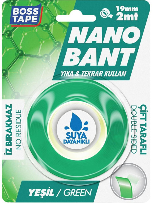 2 Metre Çok Güçlü Çift Taraflı Nano Bant Yeşil