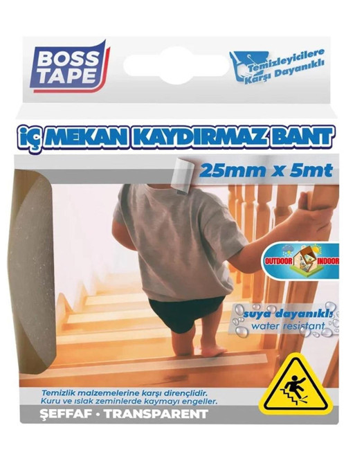 İç Mekanlar İçin Ev Ofis Merdiven Kaydırmaz Bant Şeffaf (25 MM x 5 Metre)
