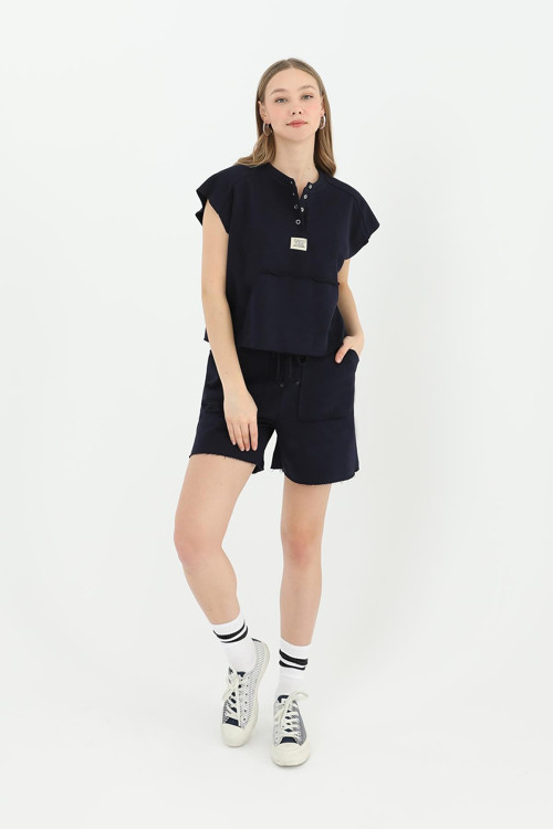 Kadın Cepli Short - 31636SHT - NAVY