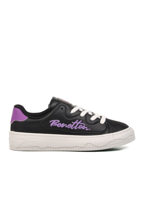 Siyah-Beyaz Bağcıklı Kadın Sneaker BNI-10102 Z